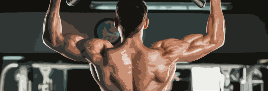 muscular man doing pull-ups.